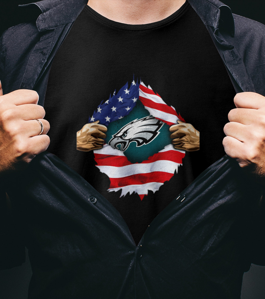 Philadelphia Eagles American Flag Rip T-Shirt