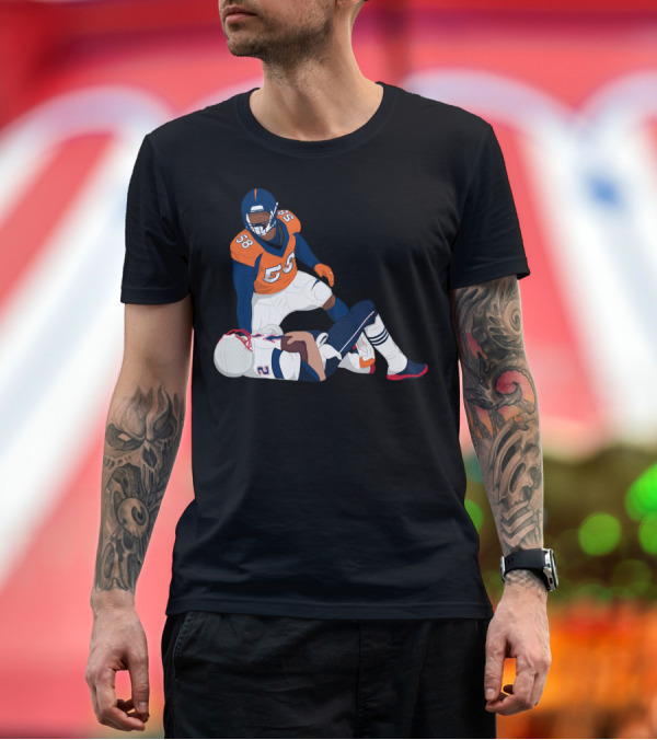 Premium T-Shirt: Denver Number 58 Tackling New England Quarterback T-Shirt Denver Number 58 Tackling New England Quarterback T-Shirt