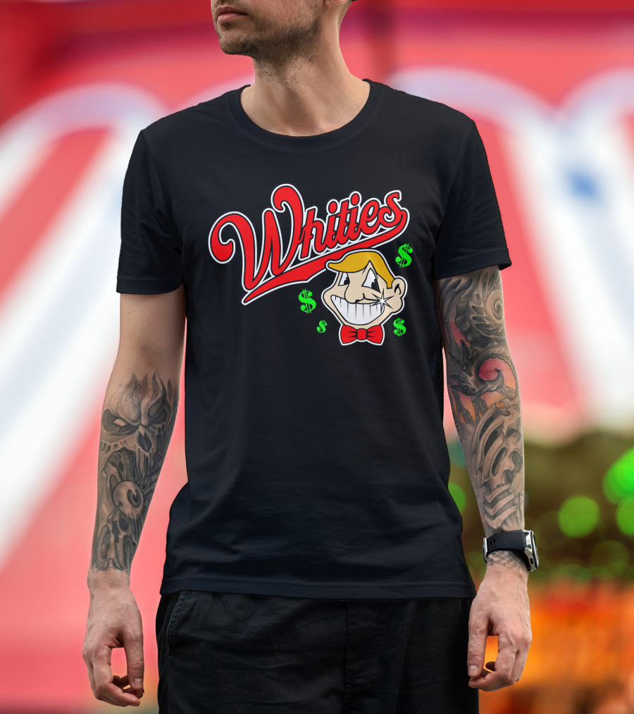 Caucasians Baseball Whities Dollar Sign Red Bowtie T-Shirt