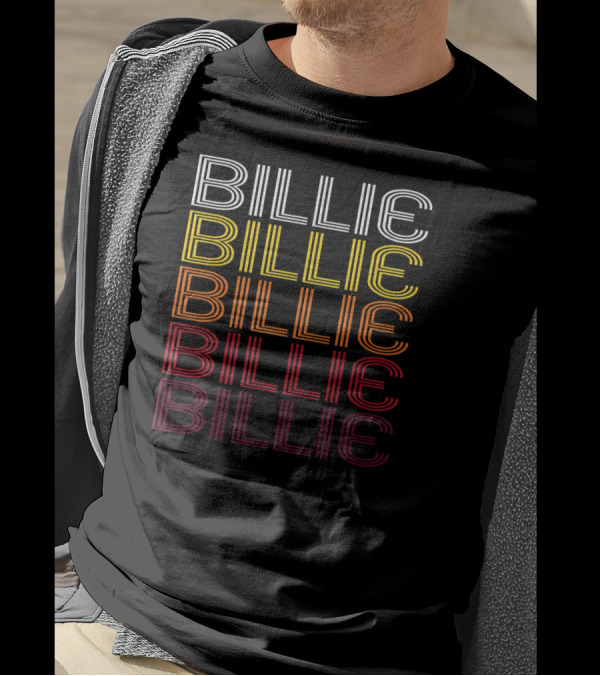 BILLIE Retro Gradient Wordmark Typographic T-Shirt