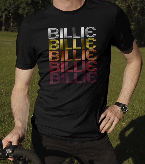 BILLIE Retro Gradient Wordmark Typographic T-Shirt