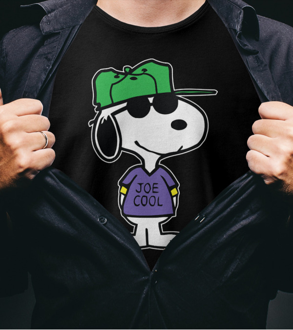 Funny Snoopy Joe Cool Wearing Green Hat And Glasses T-Shirt