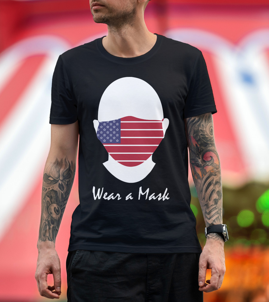 Wear a Mask American Flag T-Shirt