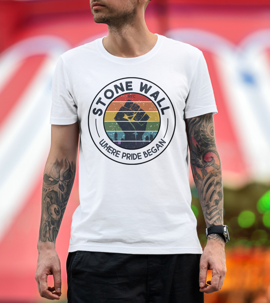 Stonewall NYC 1969 Where Pride Began Fist Silhouette Rainbow T-Shirt