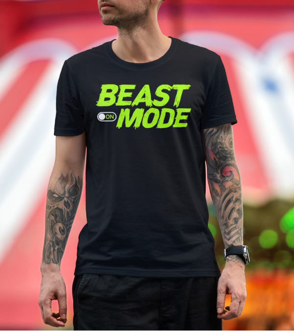 Premium T-Shirt: BEAST MODE ON Workout Style Ripped Yoga Locker Healthy T-Shirt BEAST MODE ON Workout Style Ripped Yoga Locker Healthy T-Shirt