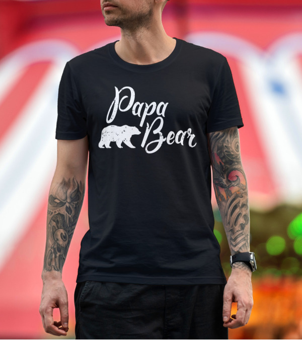 Premium T-Shirt: Papa Bear Father's Day Rustic Bear T-Shirt Papa Bear Father's Day Rustic Bear T-Shirt