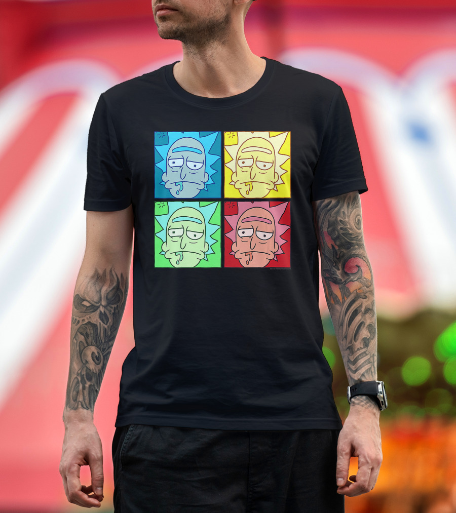 Rick and Morty Rick Pop Art Color Block Quadrants T-Shirt