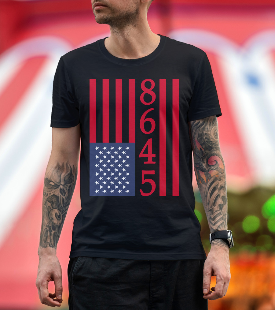 8645 American Flag Vertical Stripes Red White and Blue T-Shirt