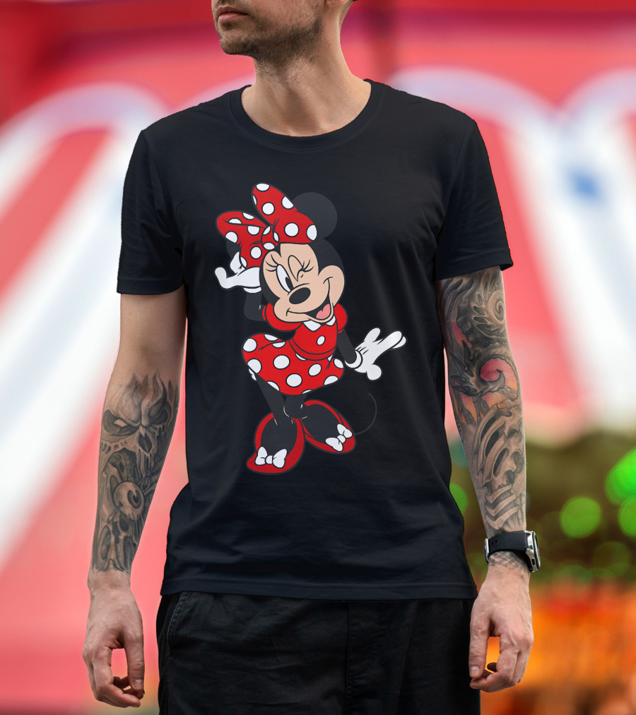 Minnie Mouse Red Polka Dot Dress Winking Pose T-Shirt