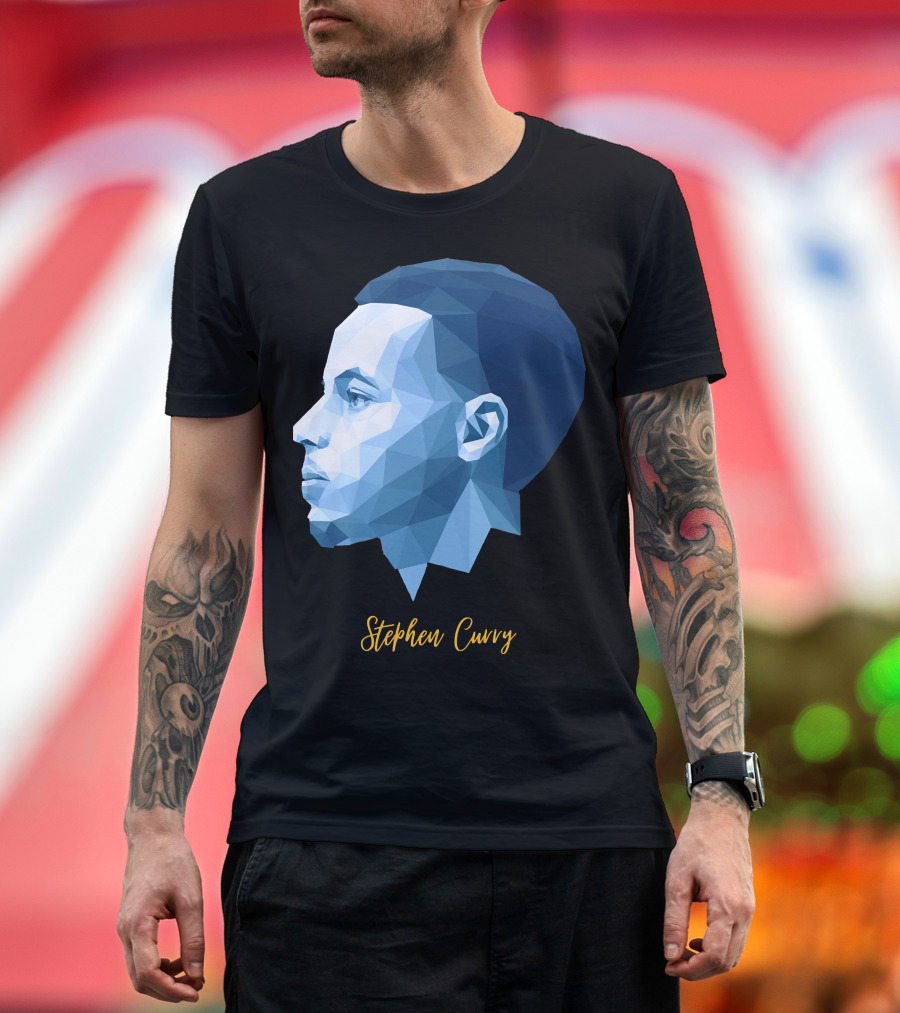 Stephen Curry Geometric Blue Polygon T-Shirt