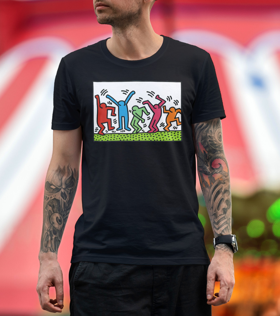 Keith Haring Colorful Dancing Figures T-Shirt
