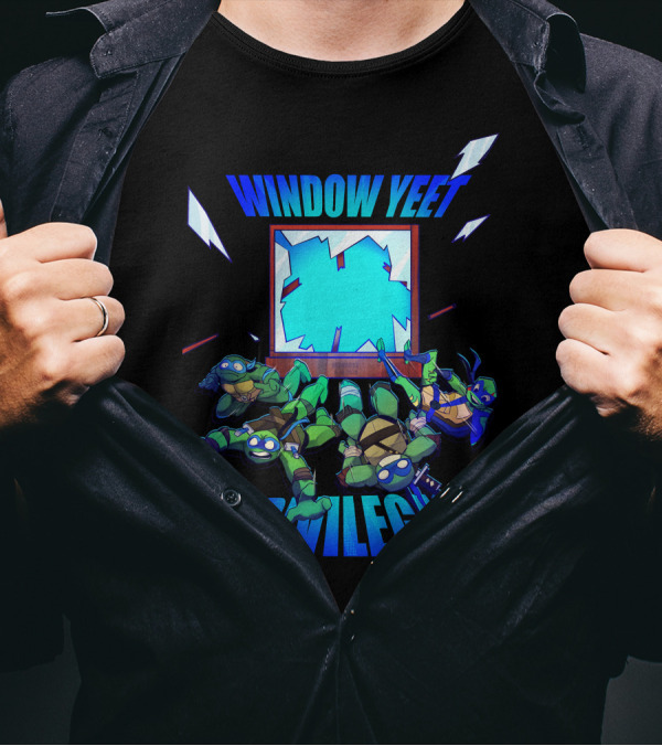Window Yeet Privileges Ninja Turtles Action Scene T-Shirt