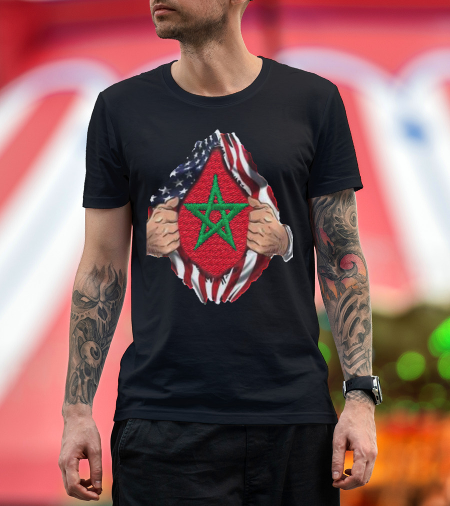 Morocco Essential Dual Flag Star T-Shirt