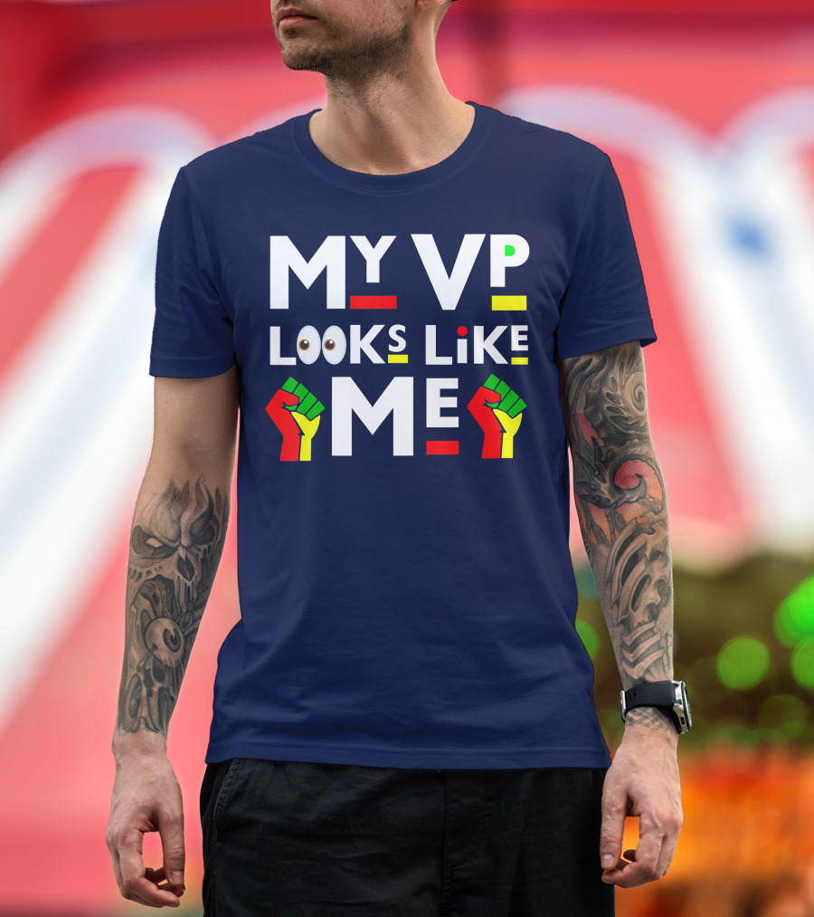 My VP Looks Like Me Melanin Black Girl Raised Fist Icons Emoji Eyes T-Shirt