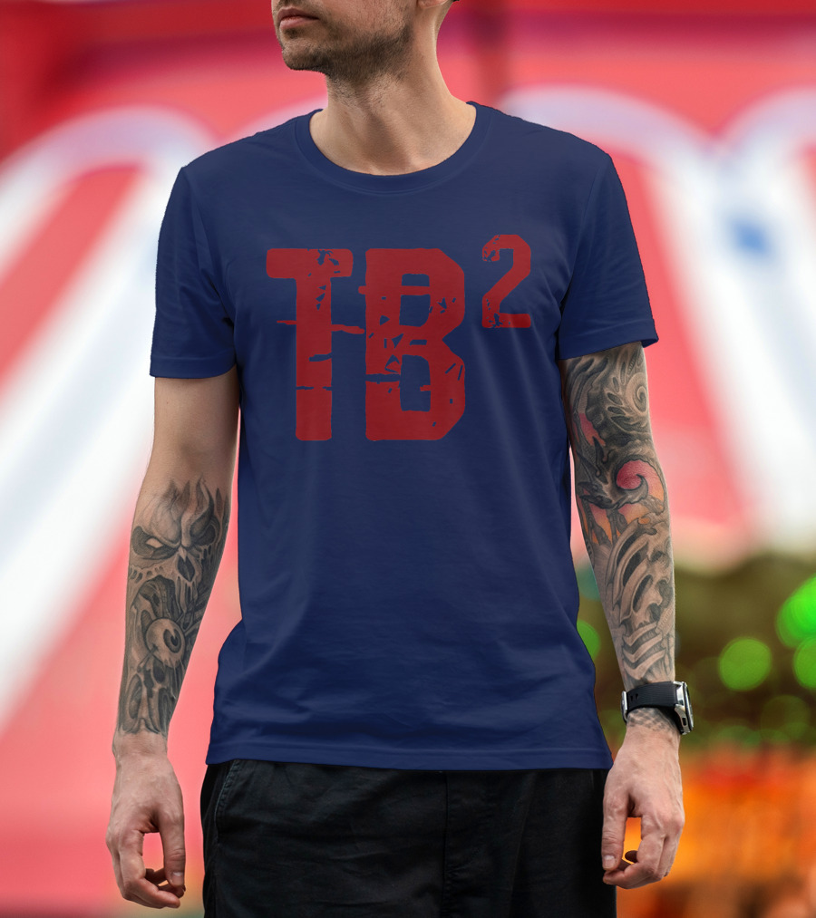 TB Squared TB2 Fan Navy Red Bold Lettering T-Shirt