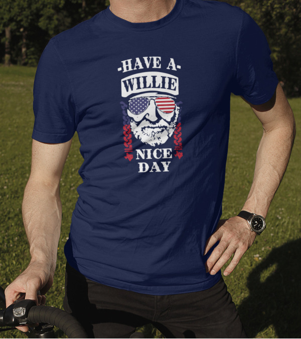 Have A Willie Nice Day American Flag Sunglasses T-Shirt