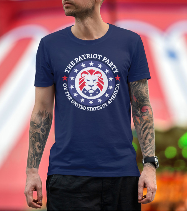 Premium T-Shirt: The Patriot Party Of The United States Of America Lion Stars Circle T-Shirt The Patriot Party Of The United States Of America Lion Stars Circle T-Shirt