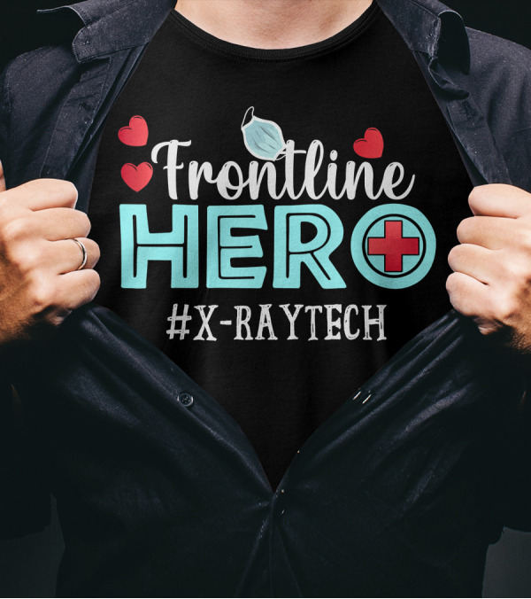 Frontline Hero X Ray Tech Red Cross Heart Mask T-Shirt