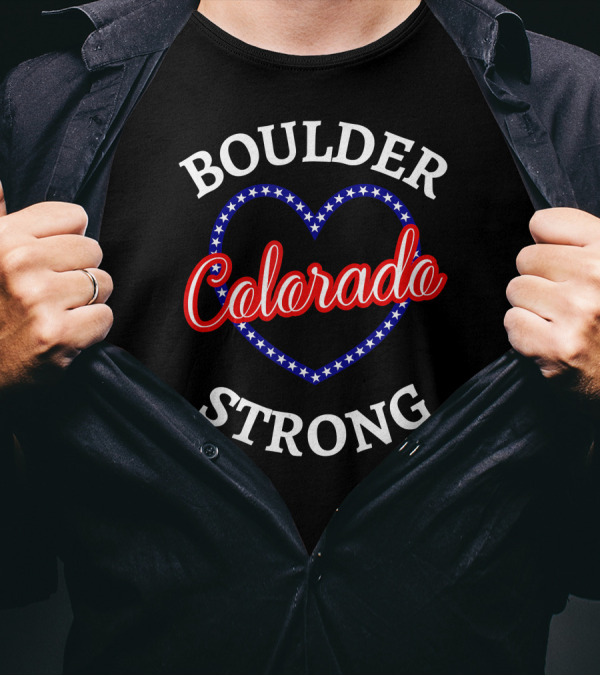 Boulder Colorado Heart Stars Strong T-Shirt