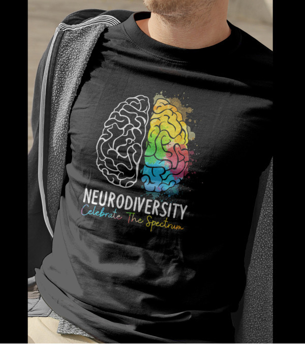 Neurodiversity Celebrate The Spectrum Autism Spectrum ASD ADHD Rainbow Brain T-Shirt