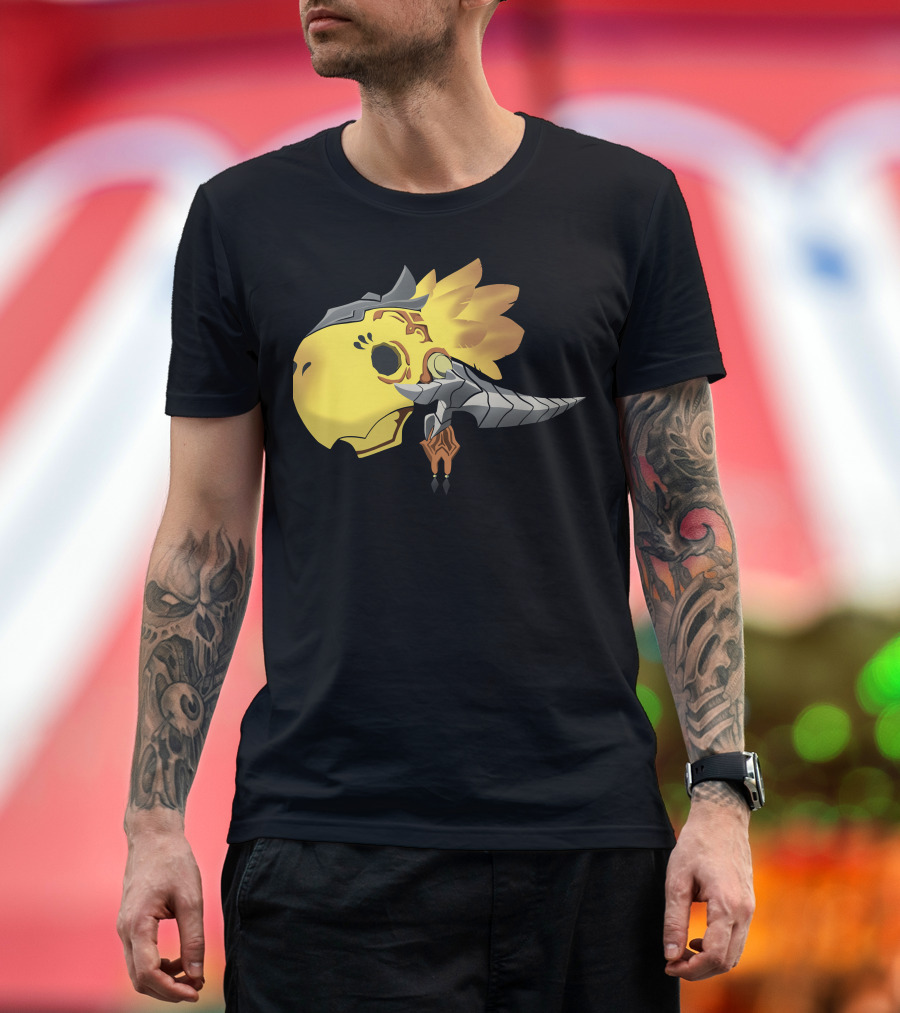 Chocobo Helmet Fantasy Creature Design Yellow Bird Mask T-Shirt