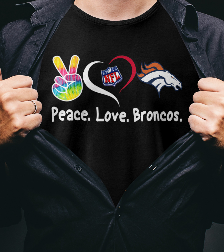 Peace Love Broncos NFL T-Shirt