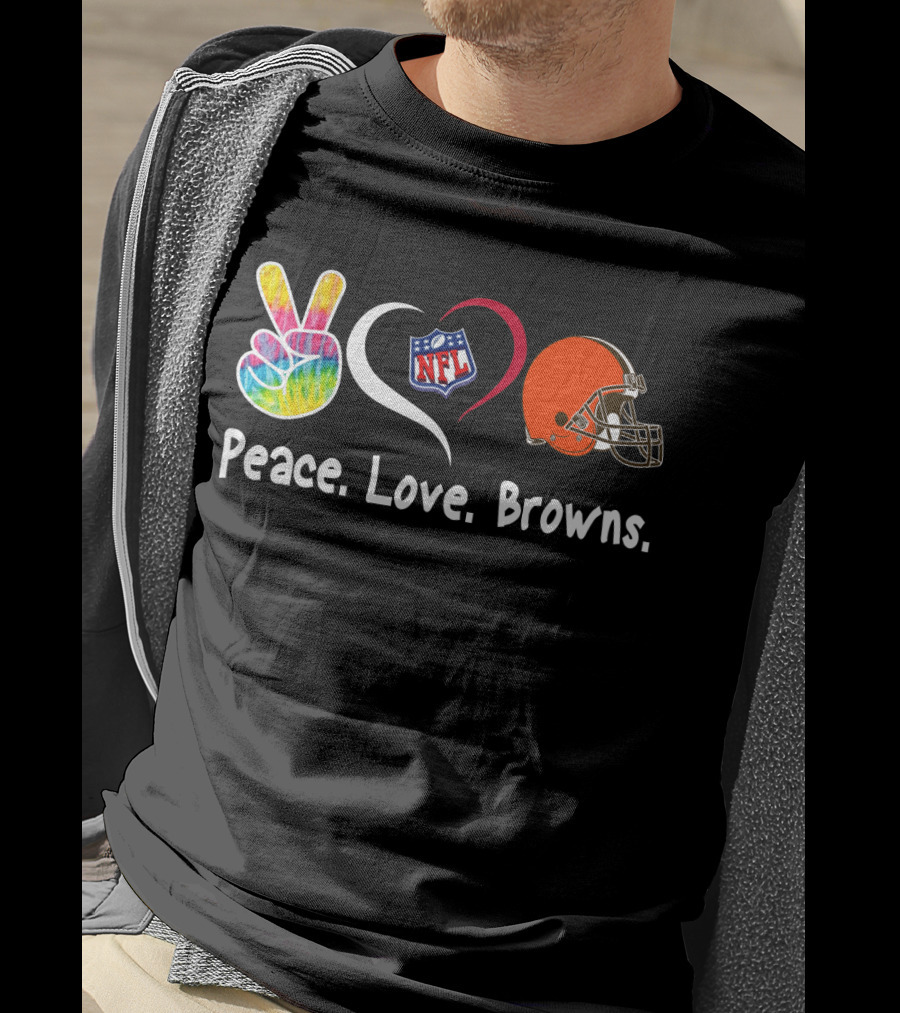 Peace Love NFL Browns Helmet T-Shirt
