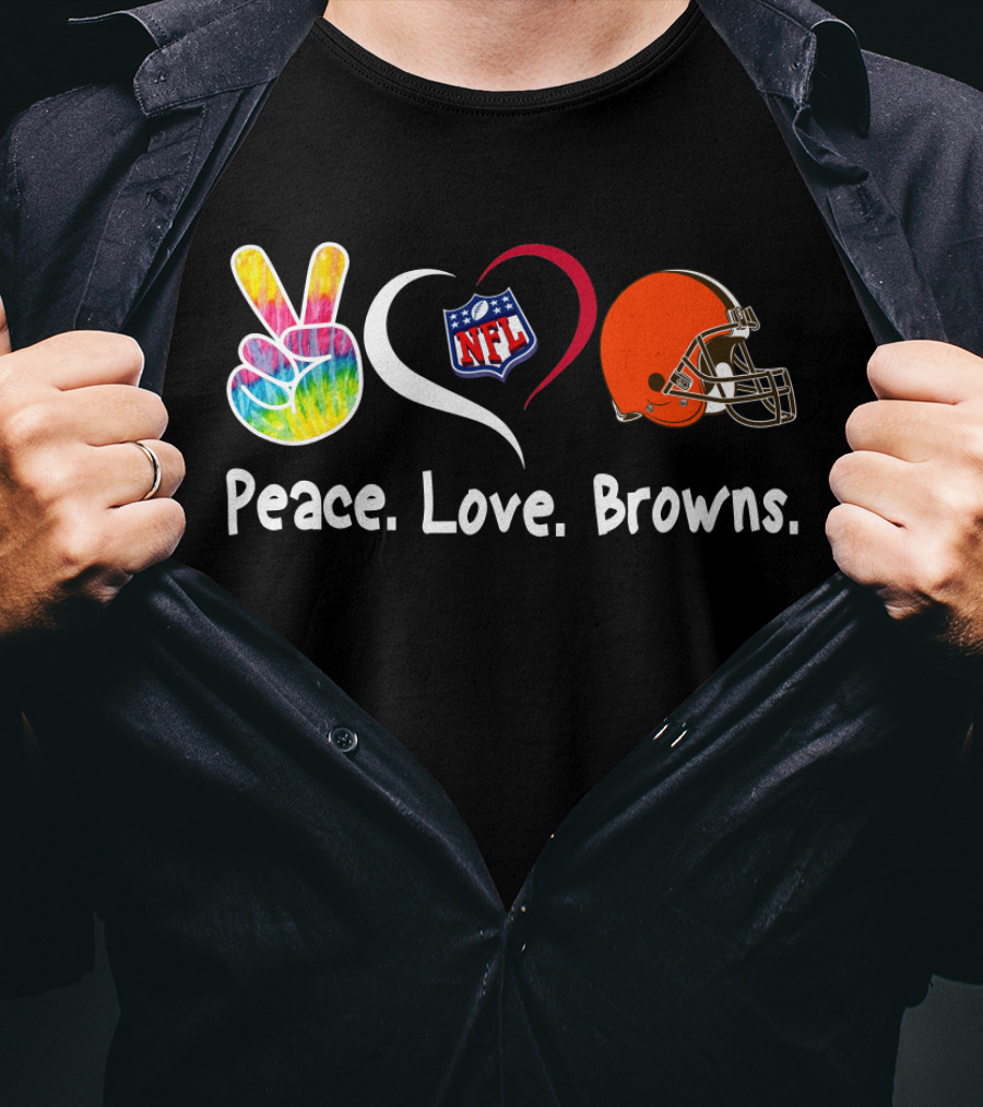 Peace Love NFL Browns Helmet T-Shirt