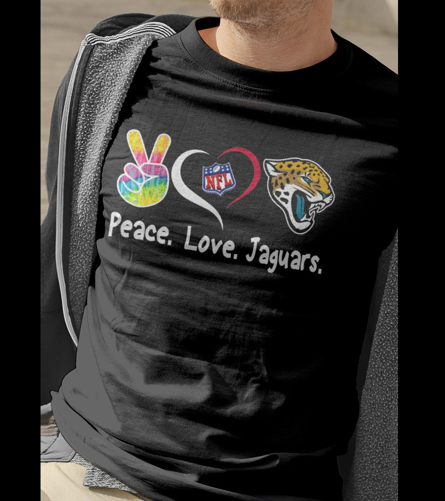 NFL Peace Love Jaguars Logo T-Shirt