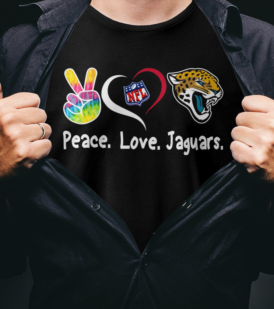NFL Peace Love Jaguars Logo T-Shirt