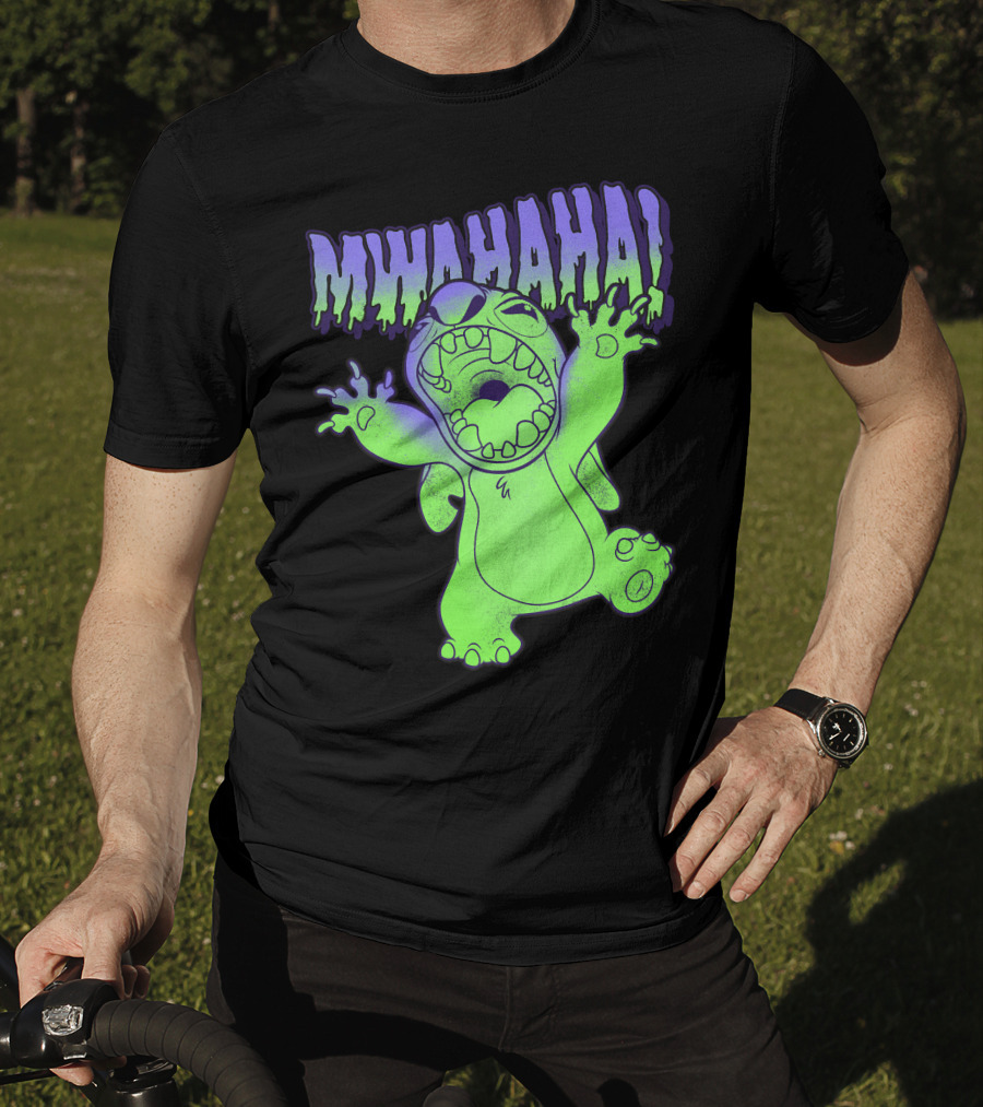 Disney Stitch Halloween Mwahaha Green Glow T-Shirt