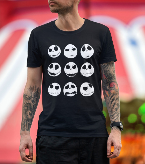 Premium T-Shirt: Jack Skellington Nine Expressions Faces T-Shirt Jack Skellington Nine Expressions Faces T-Shirt