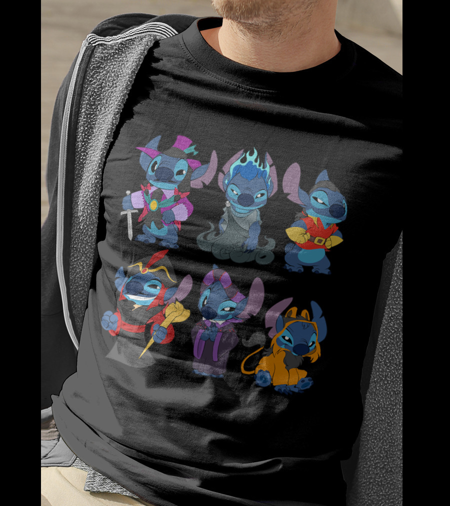 Halloween Time Stitch In Disney Villain Costumes T-Shirt