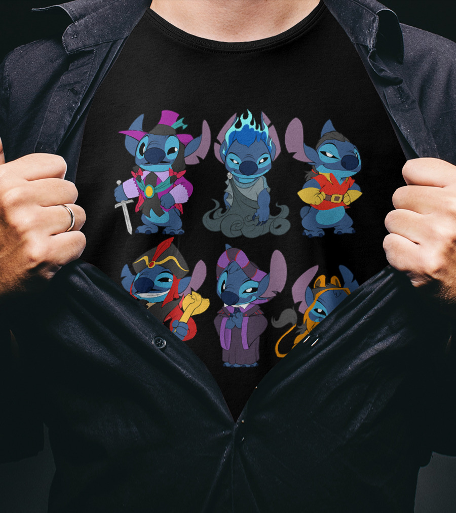 Halloween Time Stitch In Disney Villain Costumes T-Shirt