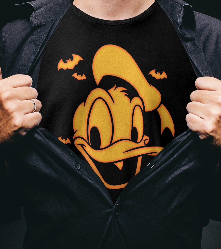 Halloween Donald Duck Carving With Bats T-Shirt