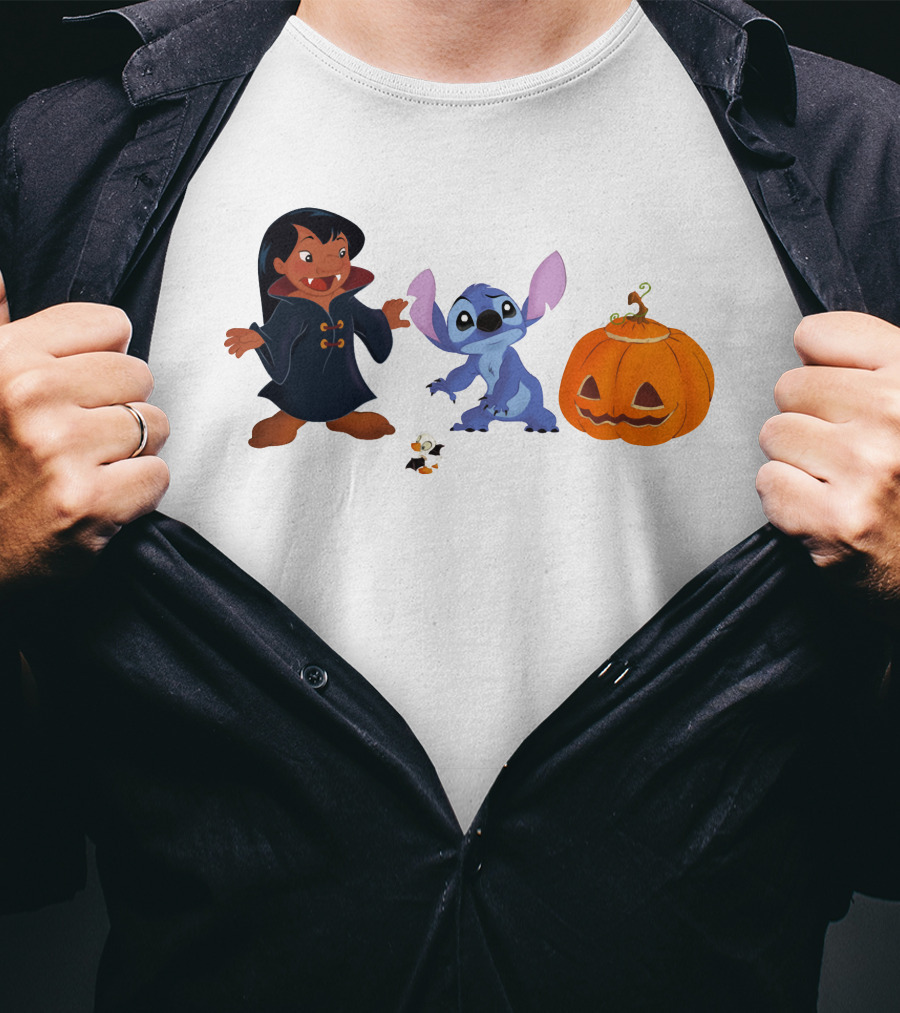 Halloween Stitch Lilo Vampire Costume Pumpkin T-Shirt