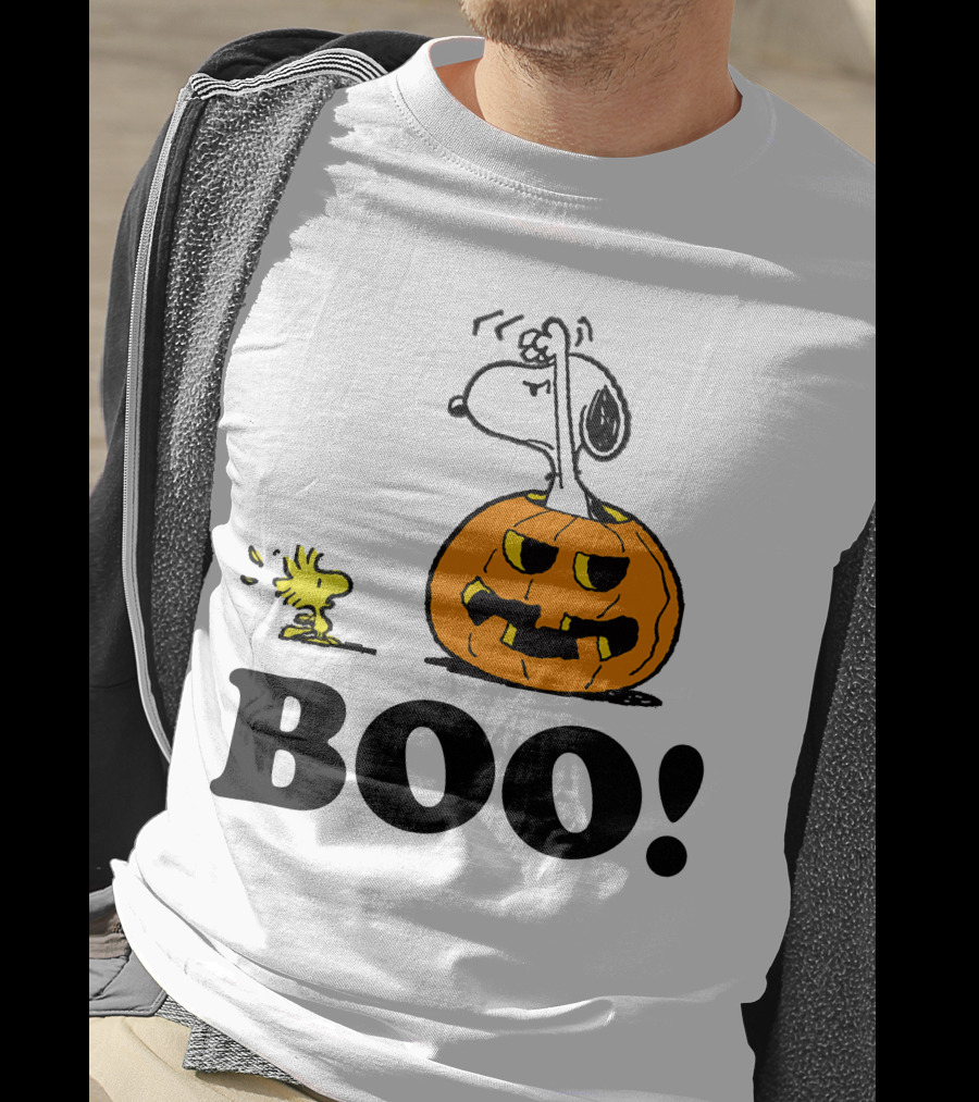 Snoopy Woodstock Halloween Pumpkin BOO T-Shirt