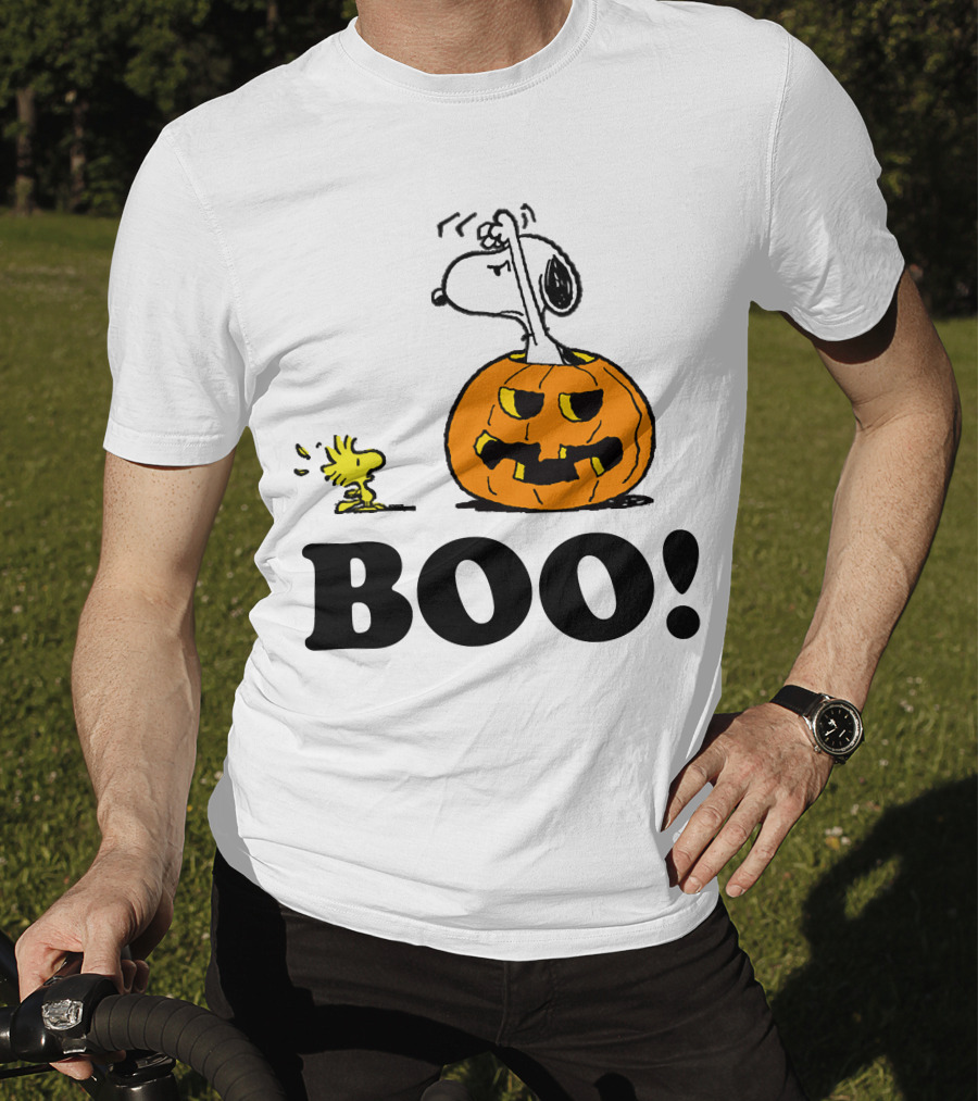 Snoopy Woodstock Halloween Pumpkin BOO T-Shirt