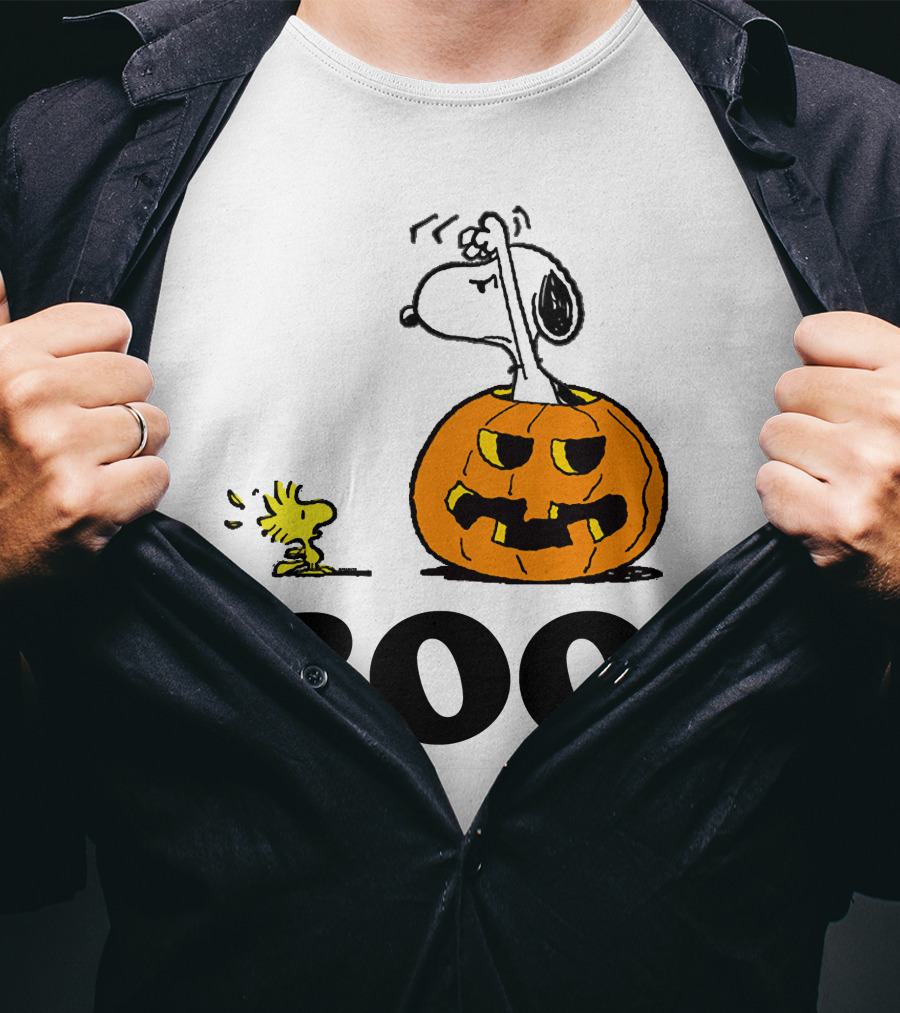 Snoopy Woodstock Halloween Pumpkin BOO T-Shirt