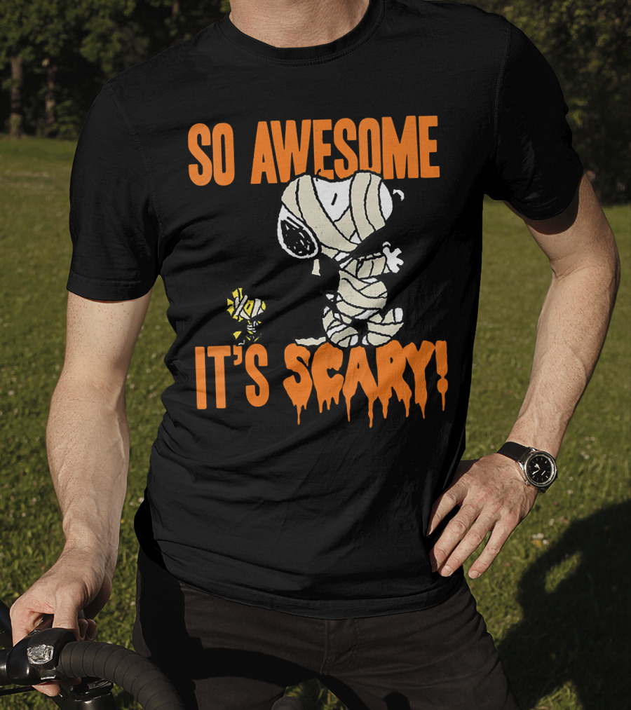 So Awesome It's Scary Halloween Snoopy Mummy T-Shirt