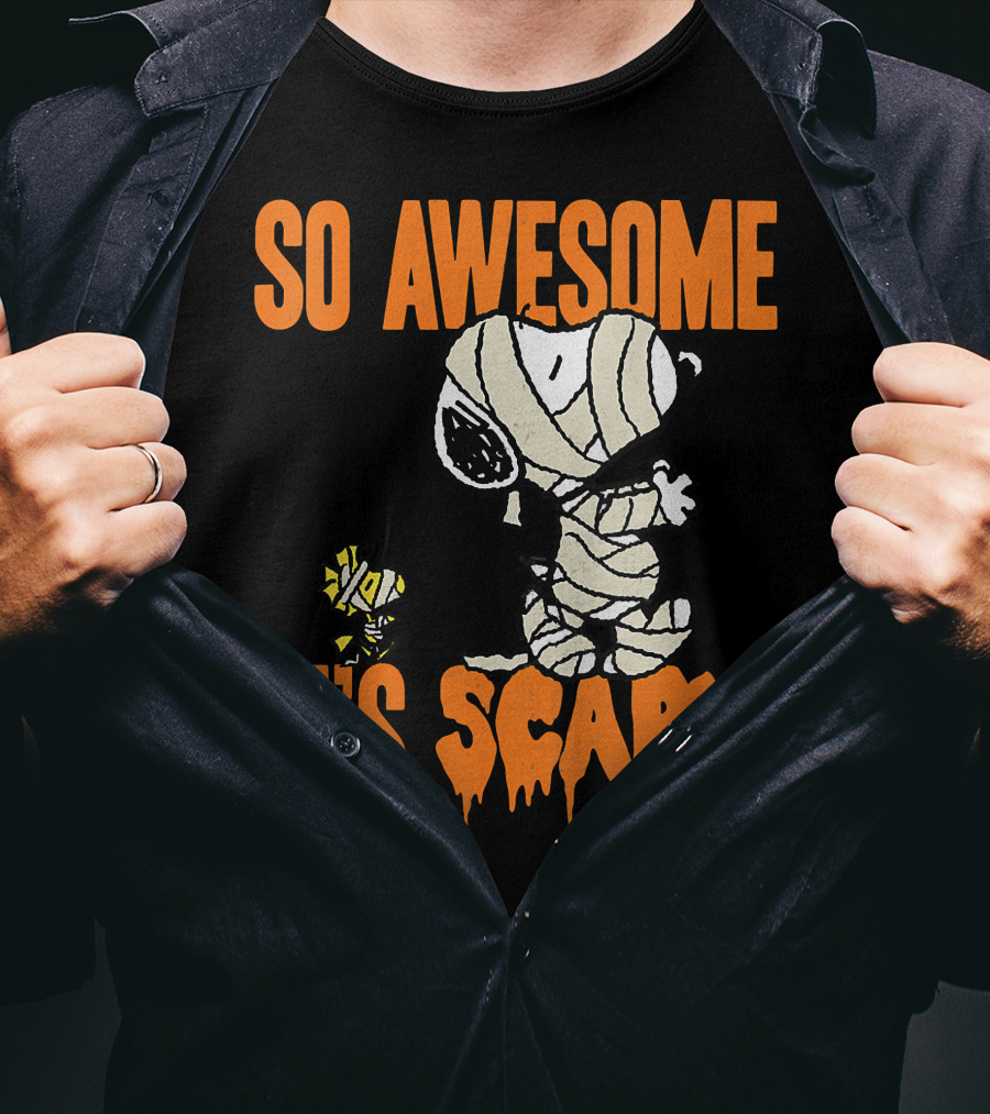 So Awesome It's Scary Halloween Snoopy Mummy T-Shirt