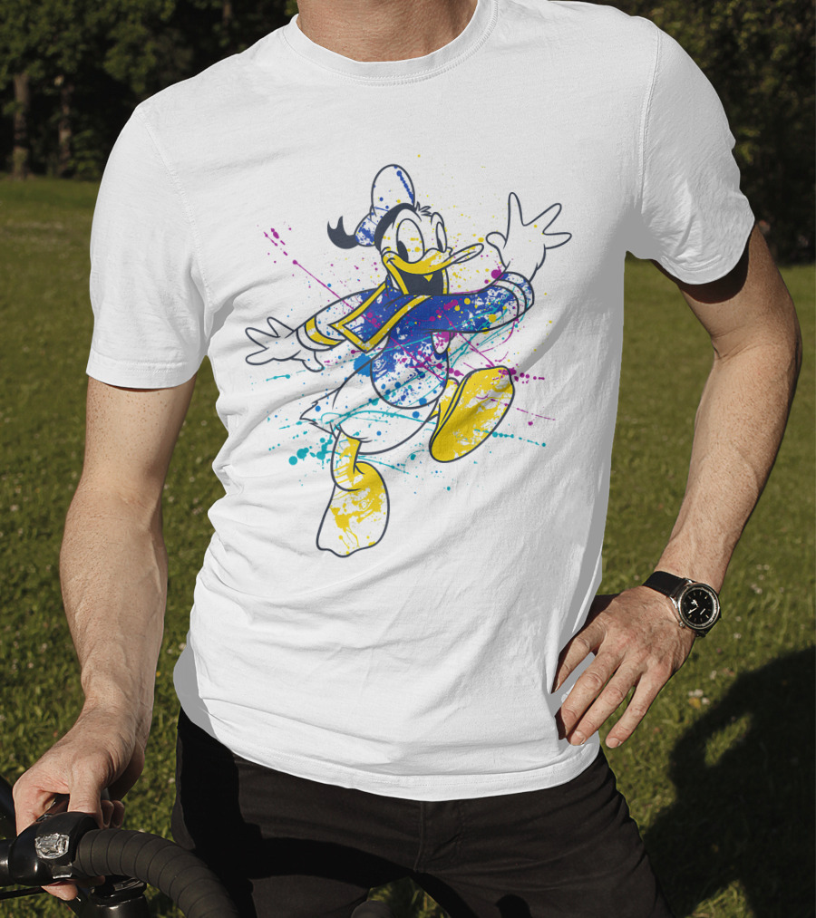 Disney Donald Duck Colorful Paint Splatter T-Shirt