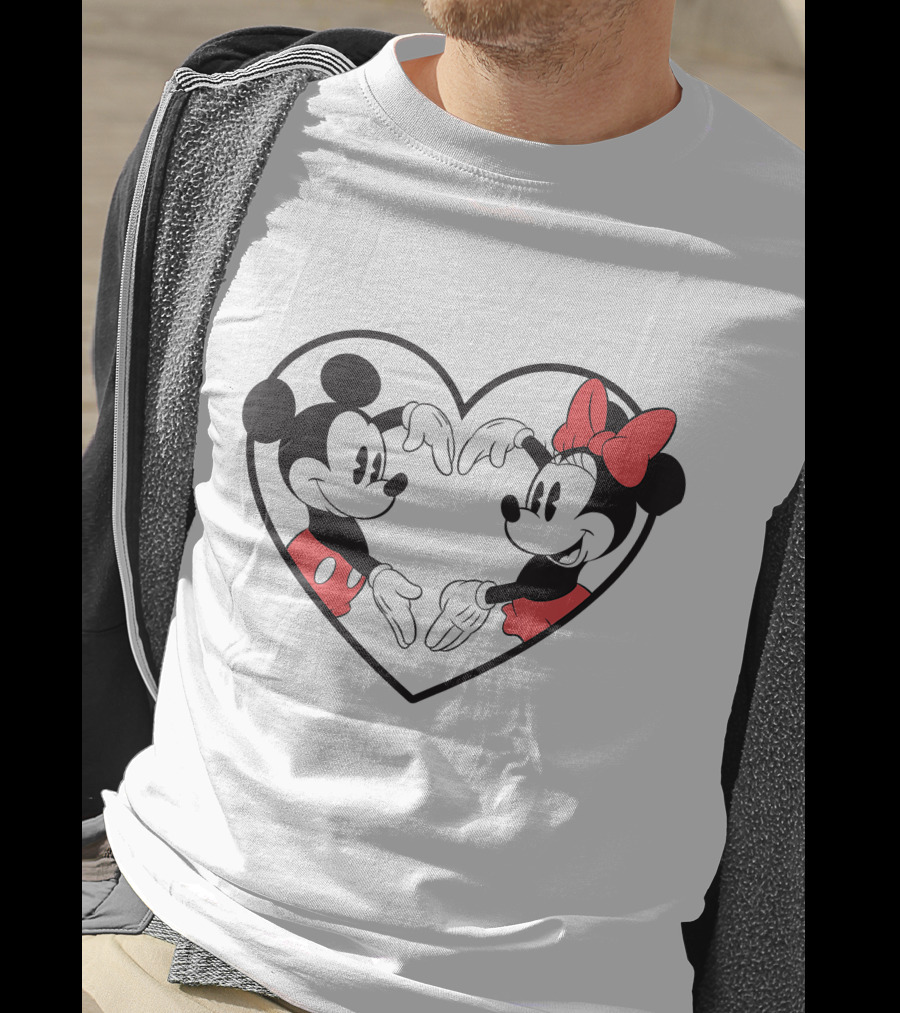 Mickey Minnie Heart Hands Love Gesture Iconic Couple T-Shirt