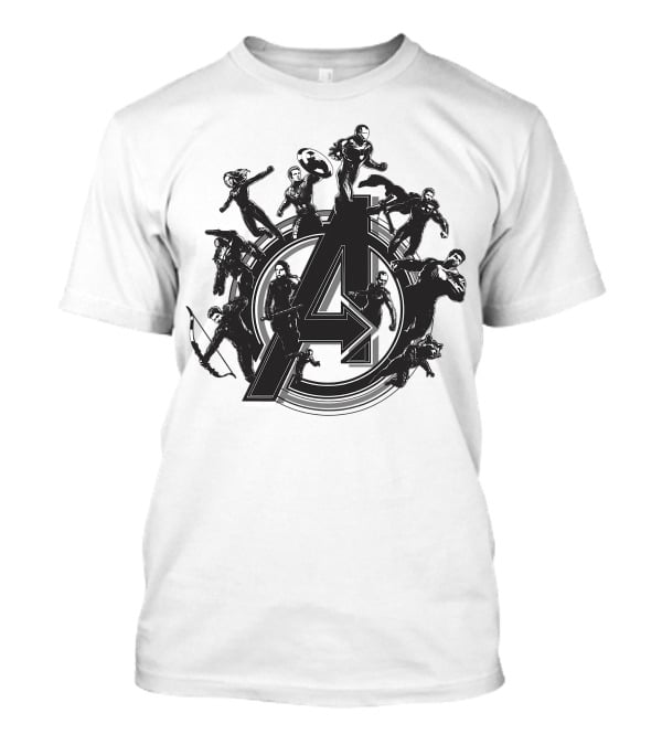 Marvel Avengers Endgame Flying Heroes Emblem With Iconic Characters T-Shirt