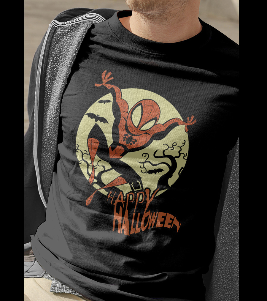 Spider Man Happy Halloween Moonlight T-Shirt