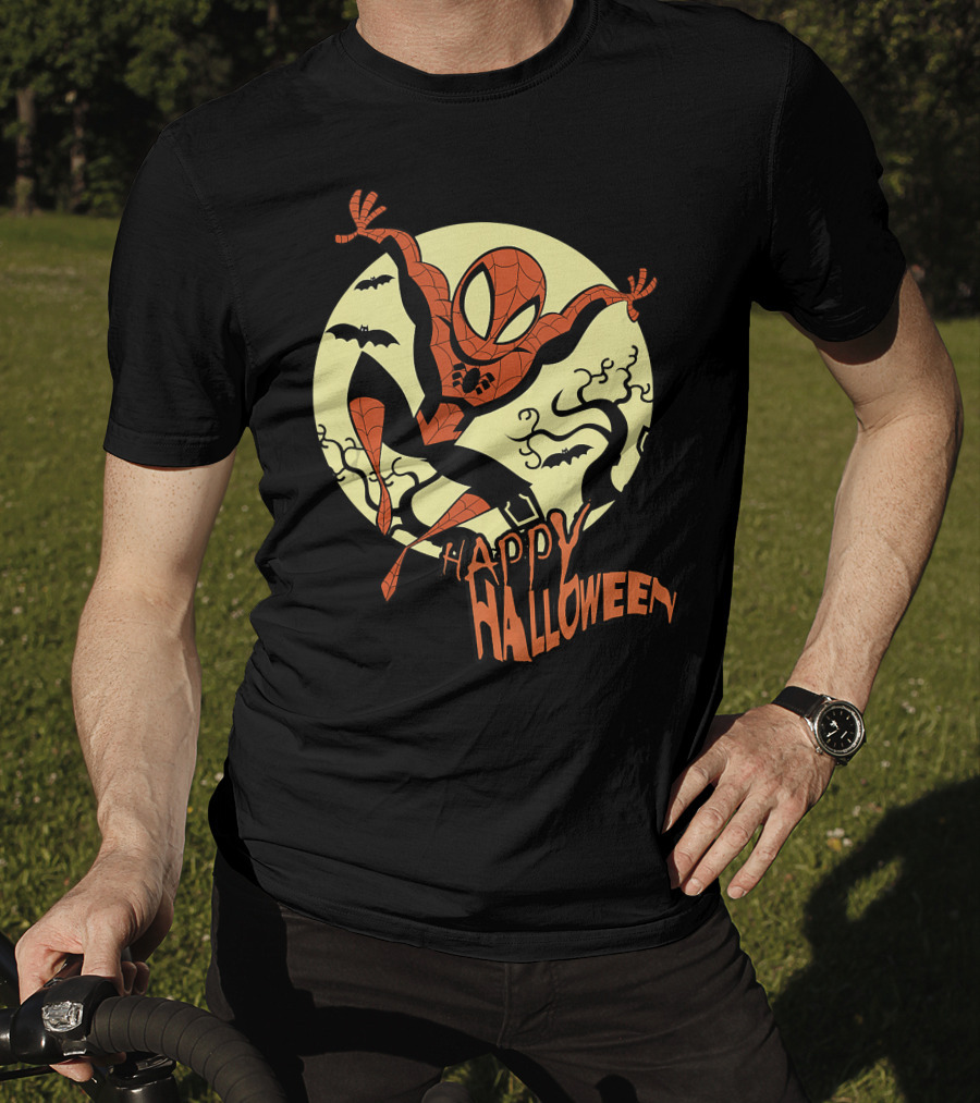 Spider Man Happy Halloween Moonlight T-Shirt