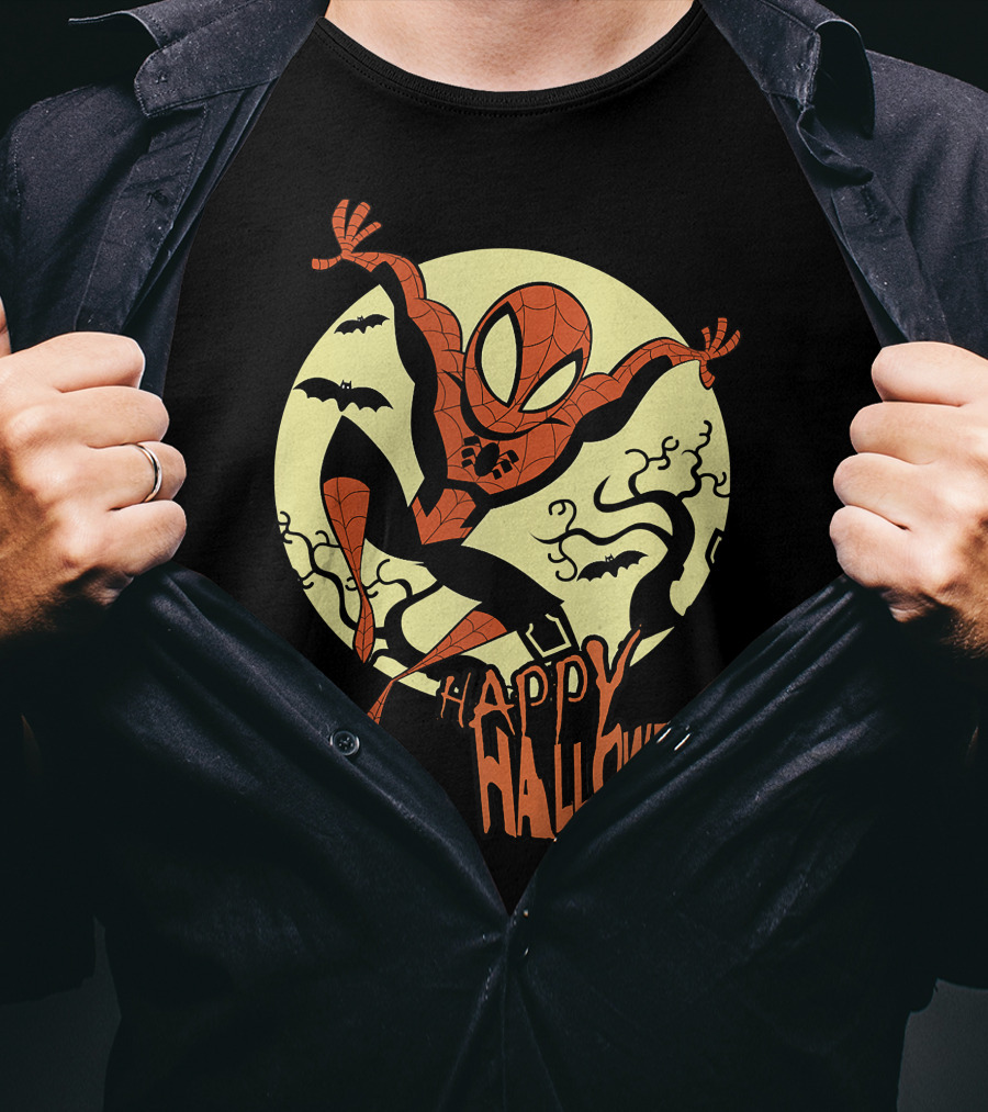 Spider Man Happy Halloween Moonlight T-Shirt