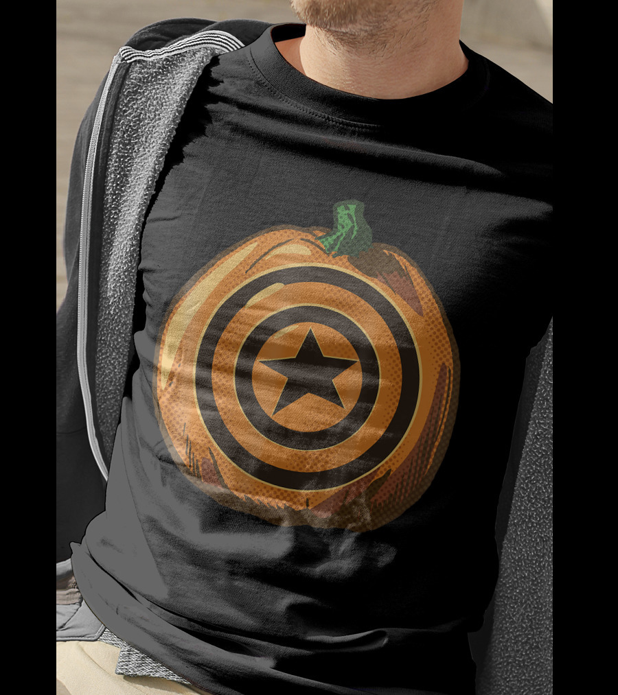 Capt America Shield Pumpkin Halloween T-Shirt