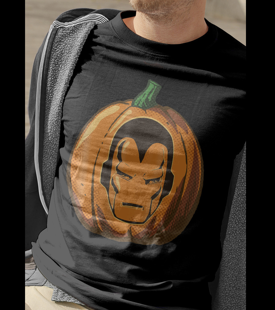 Iron Man Face Carved Halloween Pumpkin T-Shirt