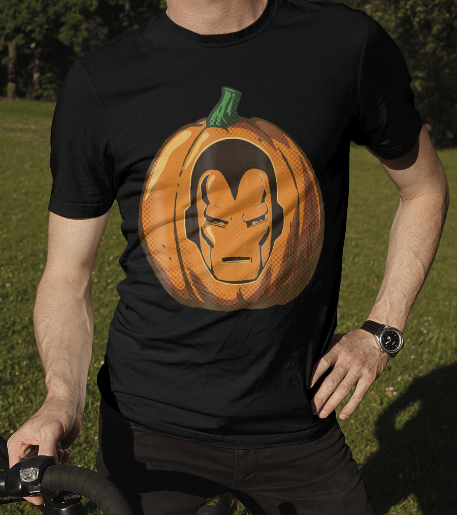 Iron Man Face Carved Halloween Pumpkin T-Shirt